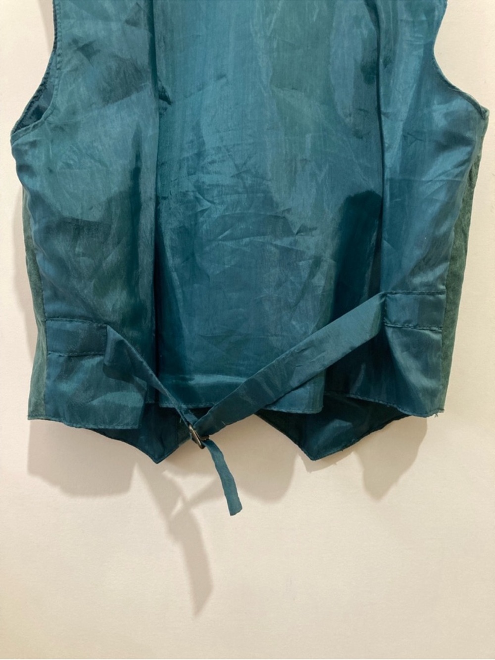 Vintage 90s Suede Leather Vest Forest Green Size Medium Loose Fit Cottagecore - Picture 7 of 10